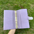 Full Grain Leather Planner A5s/puo 6 Ring Refillable Binder in Grey and Lavender Travelers Journal 20 Ring Sketchbook with Custom Engraving