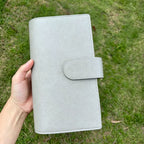 Full Grain Leather Planner A5s/puo 6 Ring Refillable Binder in Grey and Lavender Travelers Journal 20 Ring Sketchbook with Custom Engraving