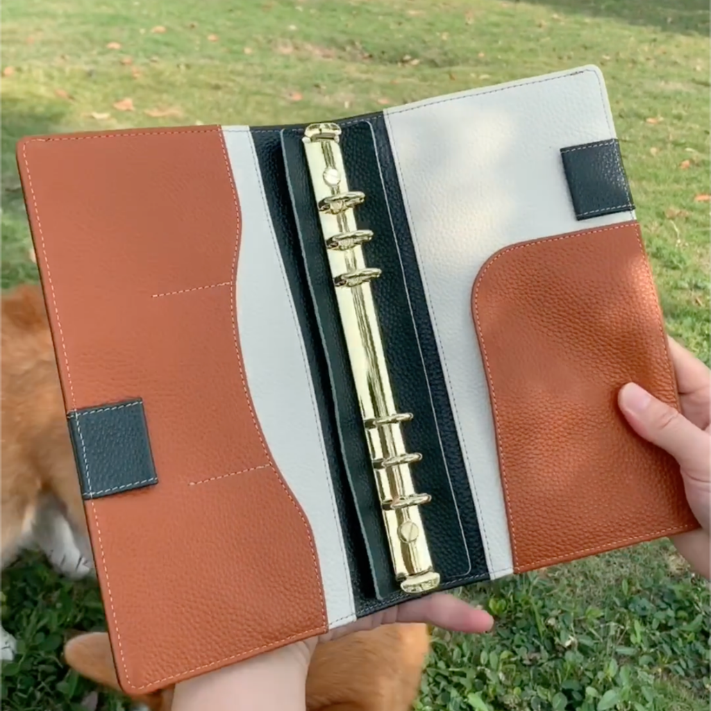 Organizer A5 aus Vollnarbenleder/PU, nachfüllbarer 6-Ring-Kalender, Reisetagebuch, Skizzenbuch mit 20 Ringen und individueller Gravur