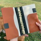 Organizer A5 aus Vollnarbenleder/PU, nachfüllbarer 6-Ring-Kalender, Reisetagebuch, Skizzenbuch mit 20 Ringen und individueller Gravur