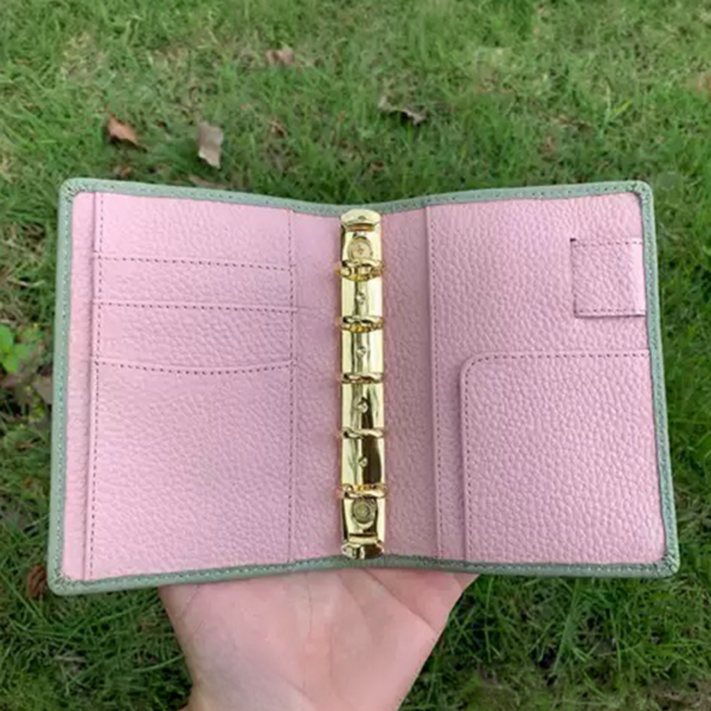 Organiseur A7 en cuir pleine fleur, rechargeable, 6 anneaux, carnet de voyage, carnet de croquis avec gravure personnalisée