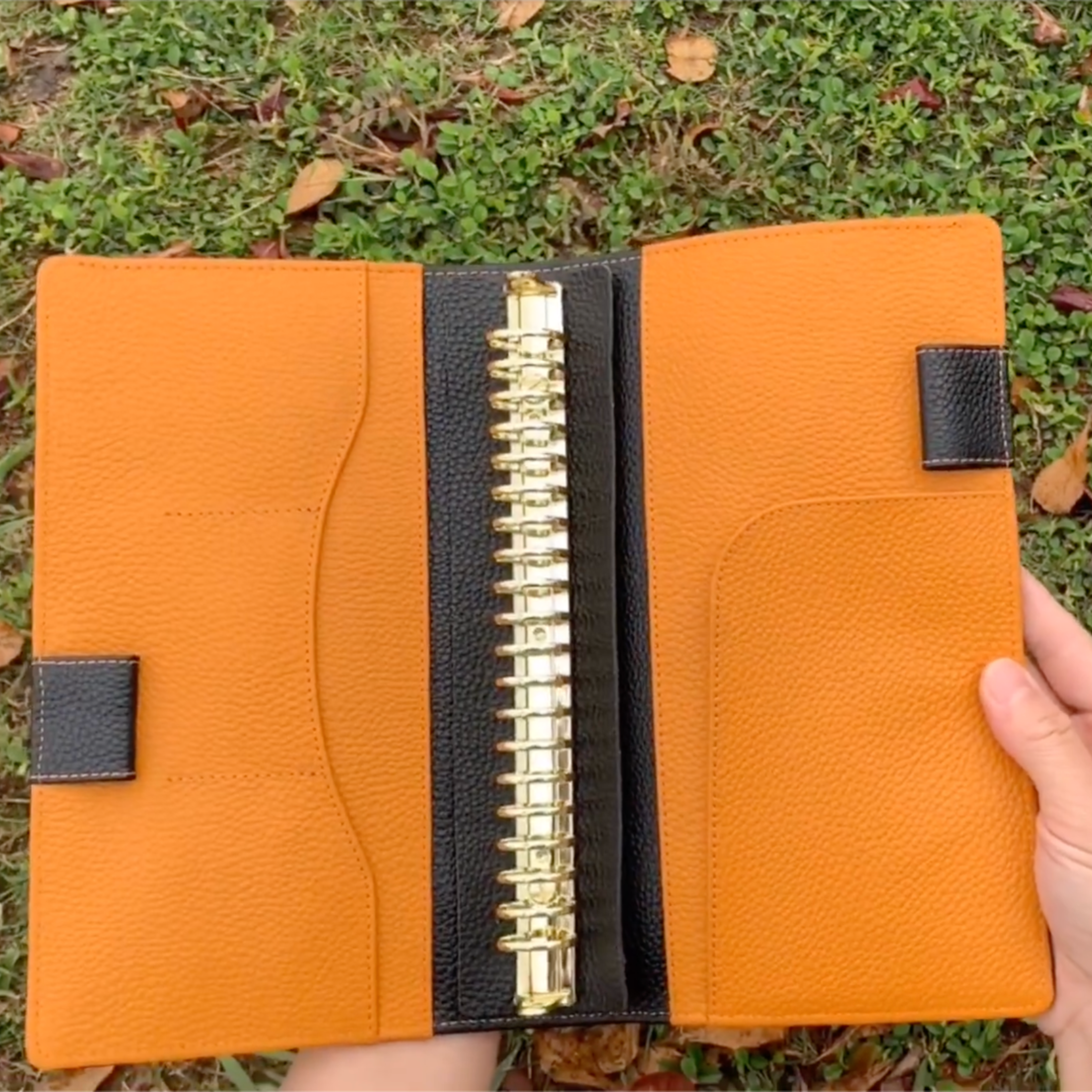Organizer A5 aus Vollnarbenleder/PU, nachfüllbarer 6-Ring-Kalender, Reisetagebuch, Skizzenbuch mit 20 Ringen und individueller Gravur