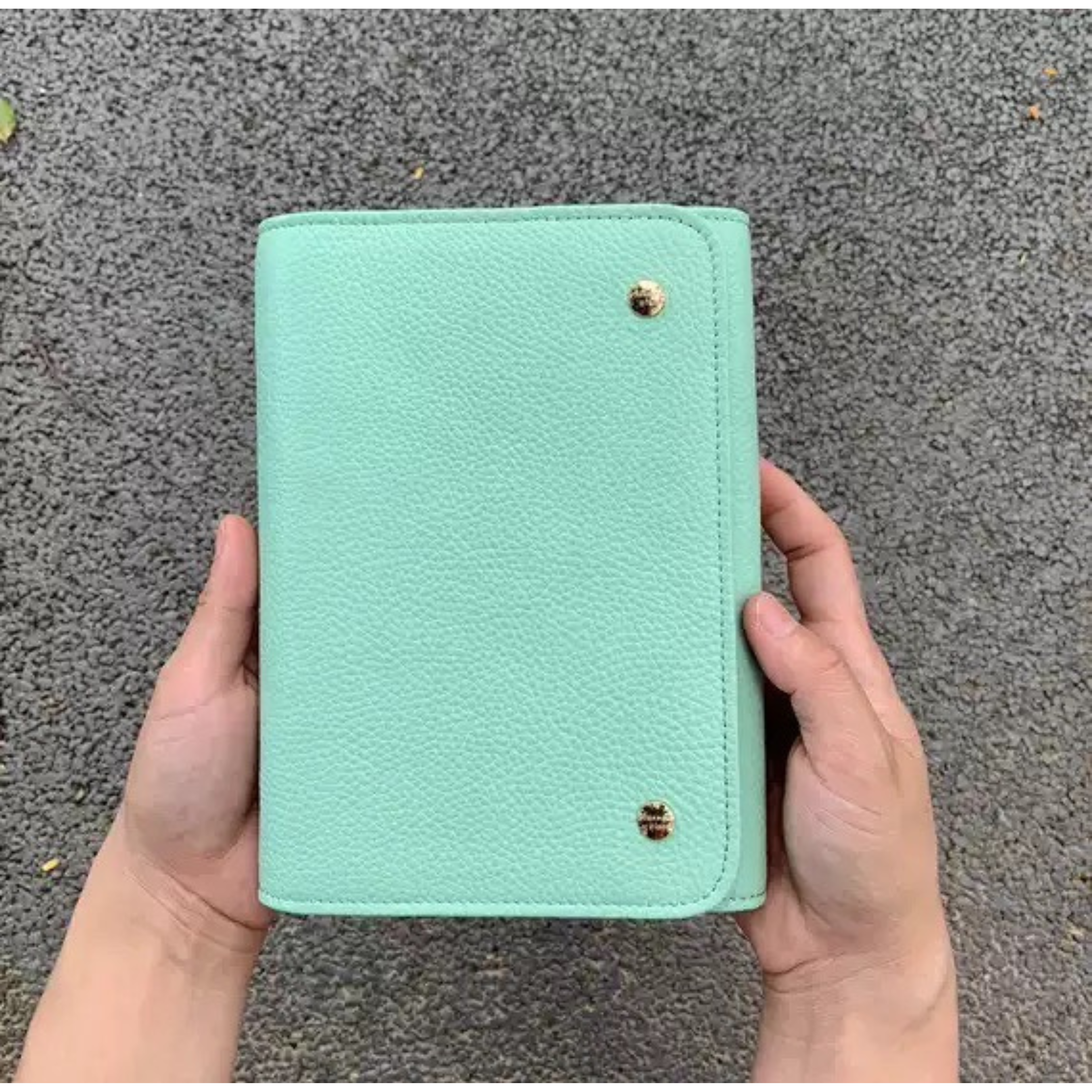 Full Grain Leather Trifold Planner A6 Personal 6Ring Refillable Binder Travelers Journal Sketchbook with Custom Engraving