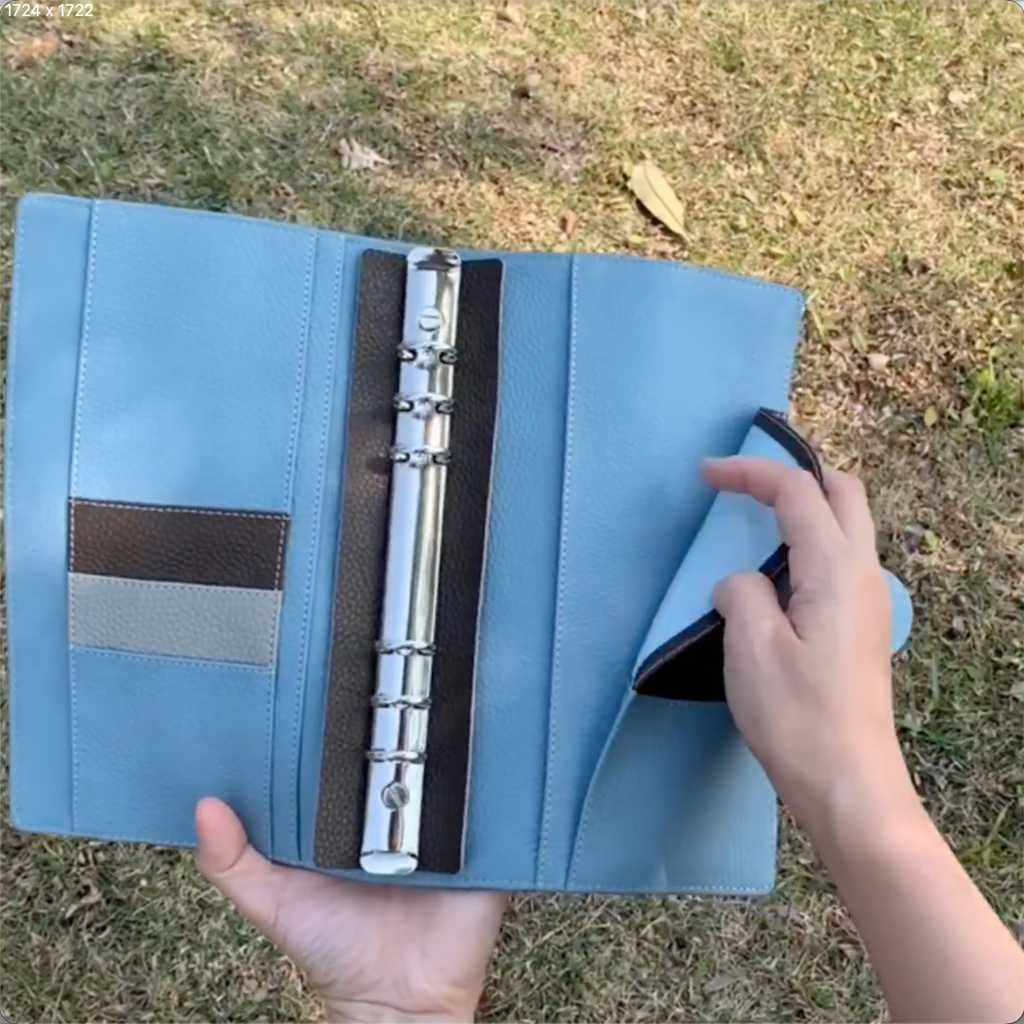 Organizer A5 aus Vollnarbenleder/PU, nachfüllbarer 6-Ring-Kalender, Reisetagebuch, Skizzenbuch mit 20 Ringen und individueller Gravur