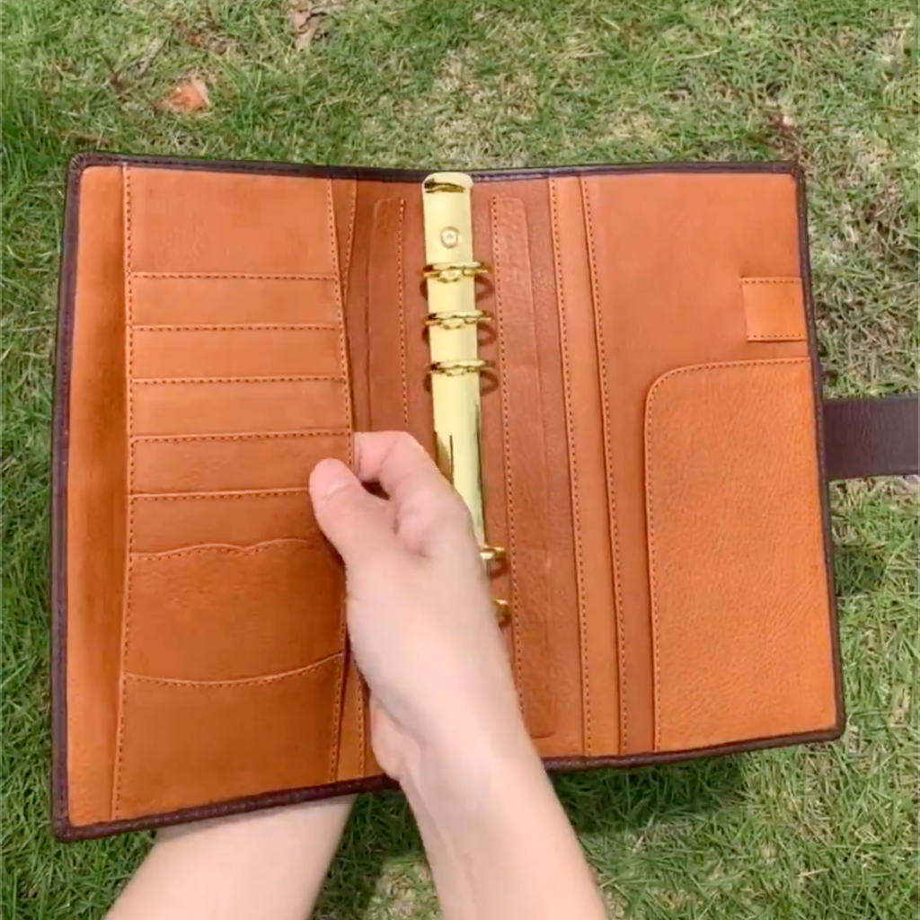 Notizbuch aus Vollnarbenleder A5s/puo mit 6 Ringen, nachfüllbarer Organizer, Reisetagebuch, Skizzenbuch mit individueller Gravur