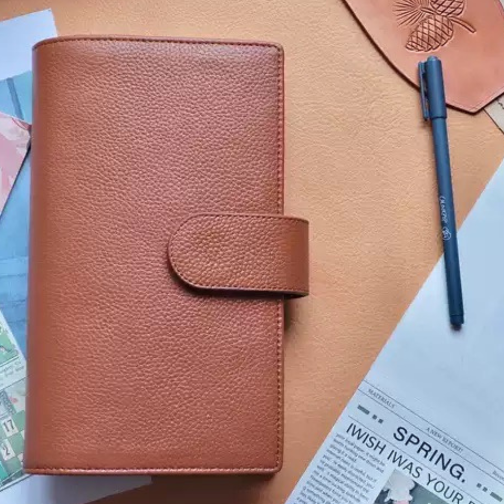 Organizer A5 aus Vollnarbenleder/PU, nachfüllbarer 6-Ring-Kalender, Reisetagebuch, Skizzenbuch mit 20 Ringen und individueller Gravur