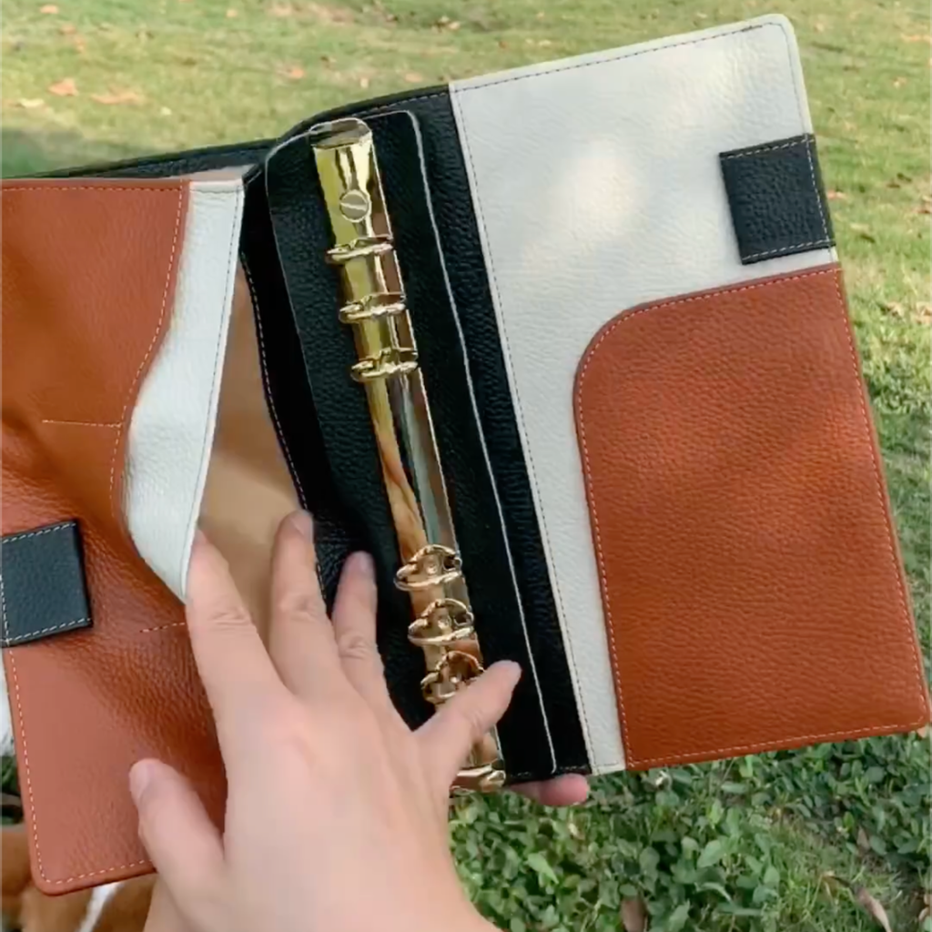 Organizer A5 aus Vollnarbenleder/PU, nachfüllbarer 6-Ring-Kalender, Reisetagebuch, Skizzenbuch mit 20 Ringen und individueller Gravur