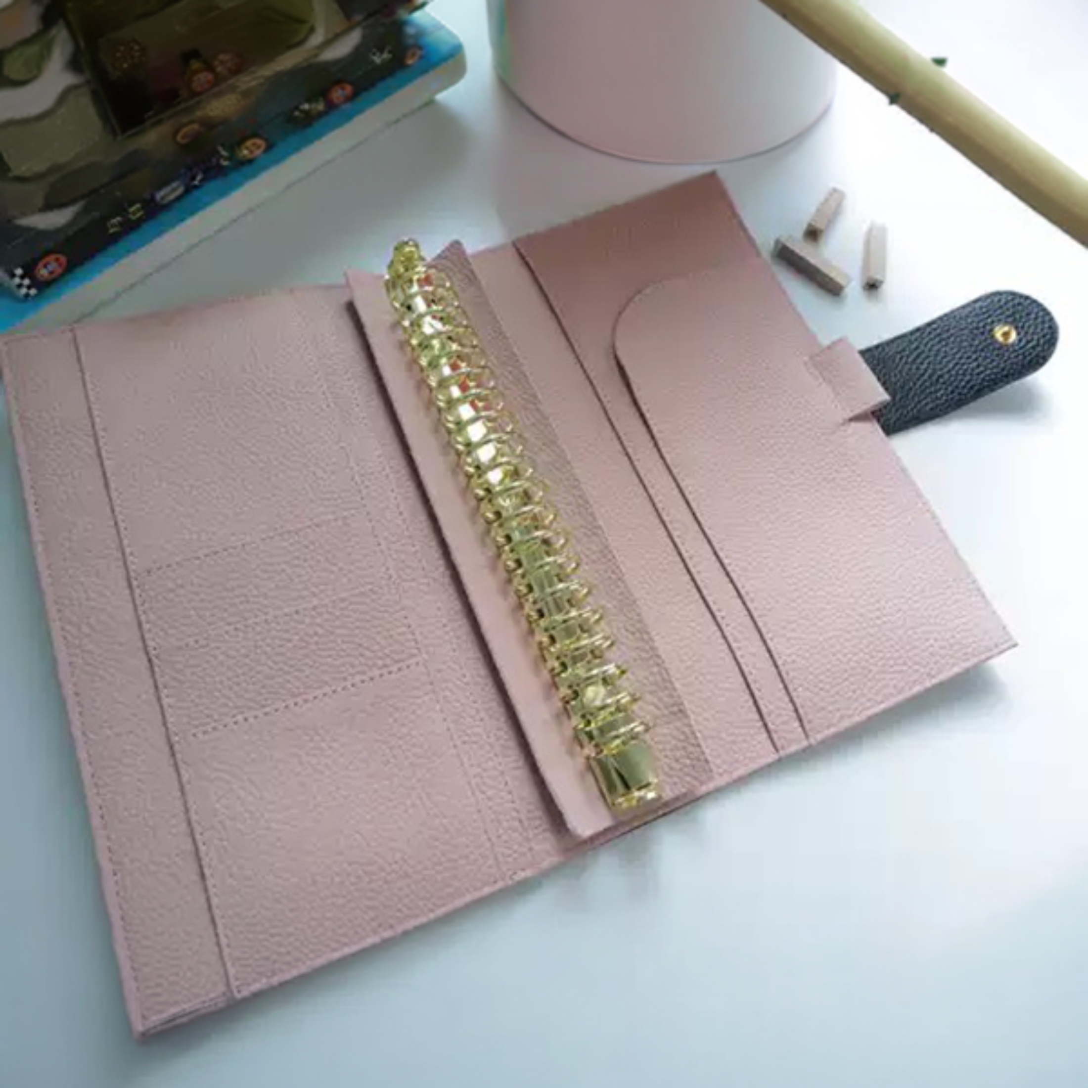 Organizer A5 aus Vollnarbenleder/PU, nachfüllbarer 6-Ring-Kalender, Reisetagebuch, Skizzenbuch mit 20 Ringen und individueller Gravur