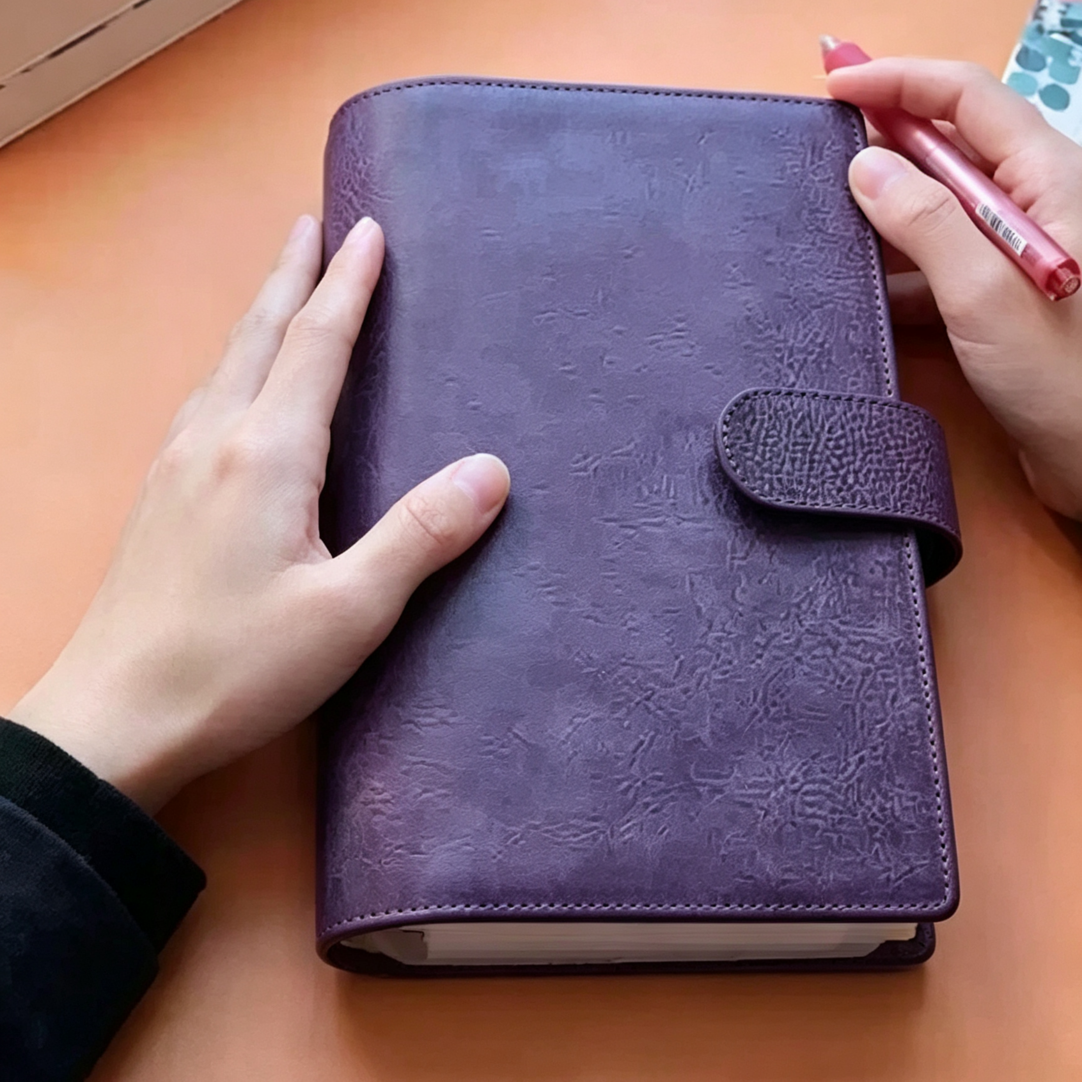 Notizbuch aus Vollnarbenleder A5s/puo mit 6 Ringen, nachfüllbarer Organizer, Reisetagebuch, Skizzenbuch mit individueller Gravur