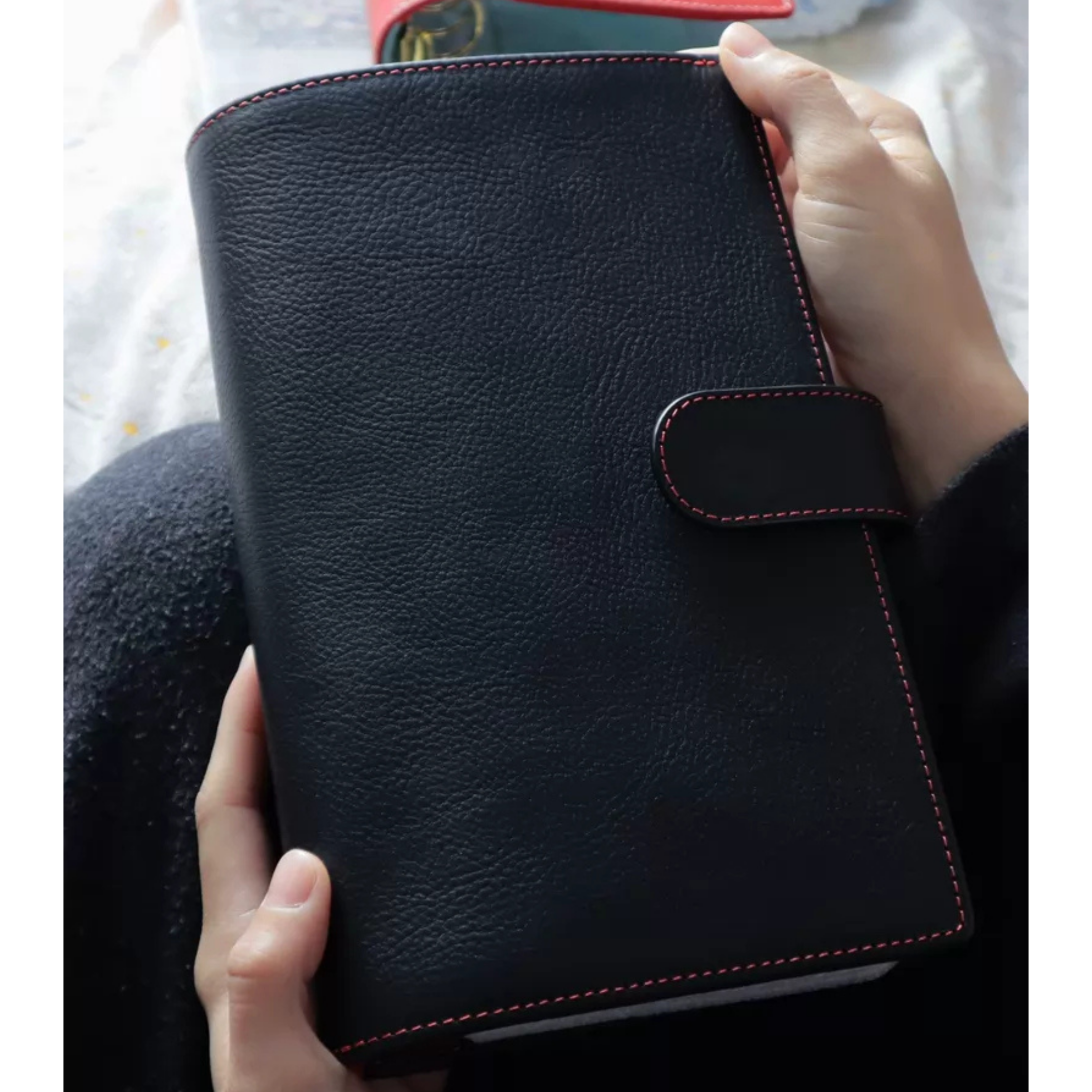 Organizer A5 aus Vollnarbenleder/PU, nachfüllbarer 6-Ring-Kalender, Reisetagebuch, Skizzenbuch mit 20 Ringen und individueller Gravur
