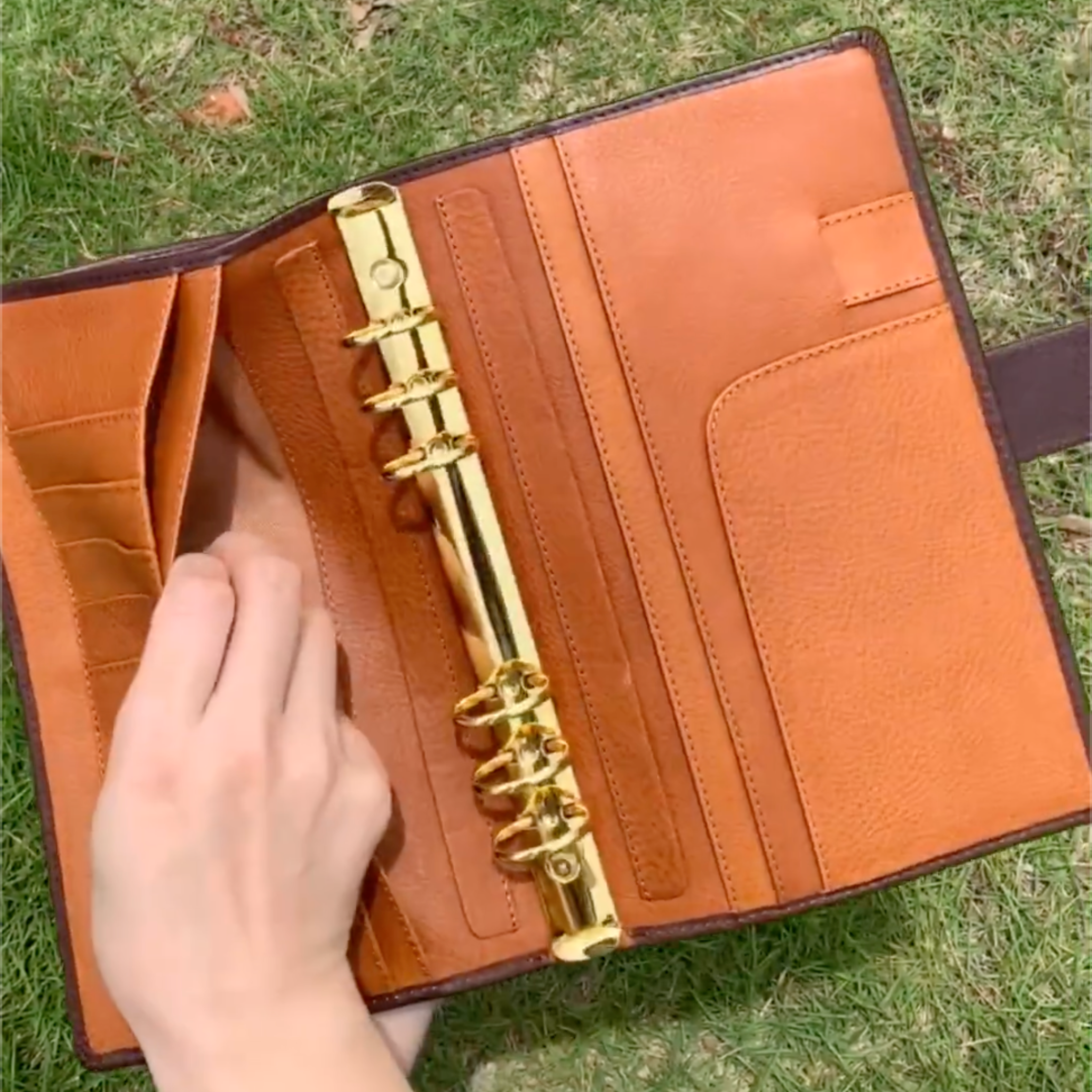 Notizbuch aus Vollnarbenleder A5s/puo mit 6 Ringen, nachfüllbarer Organizer, Reisetagebuch, Skizzenbuch mit individueller Gravur