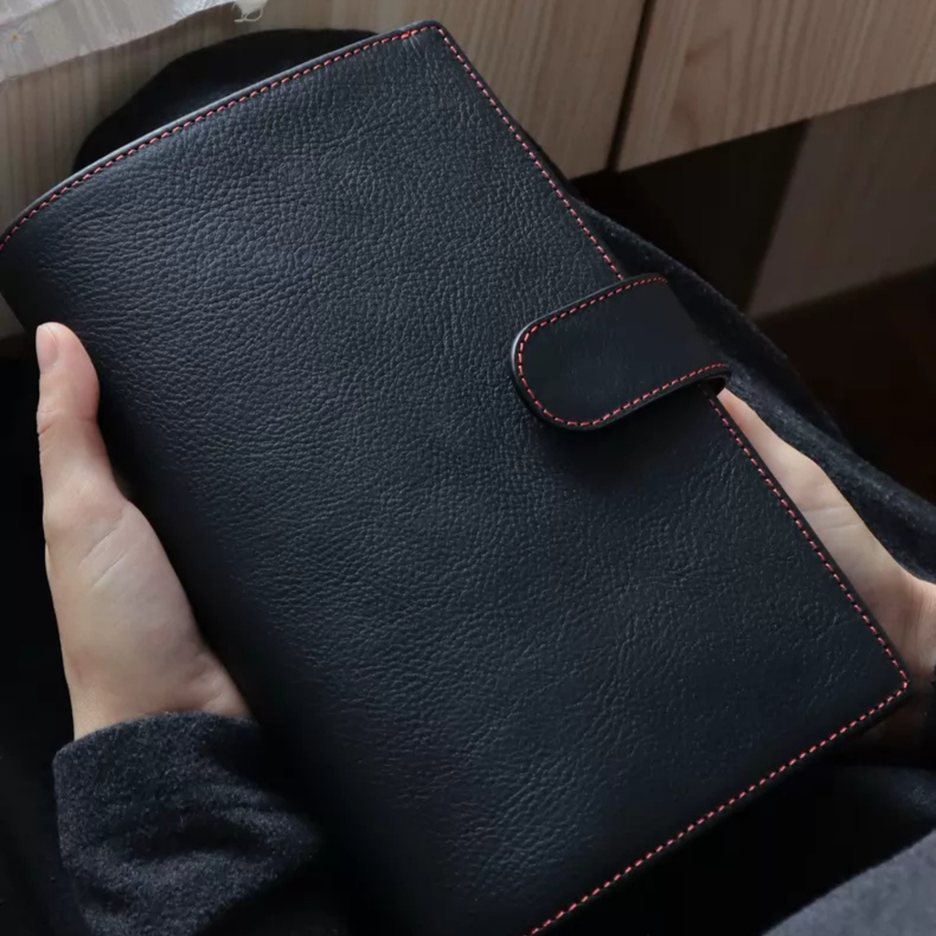 Organizer A5 aus Vollnarbenleder/PU, nachfüllbarer 6-Ring-Kalender, Reisetagebuch, Skizzenbuch mit 20 Ringen und individueller Gravur