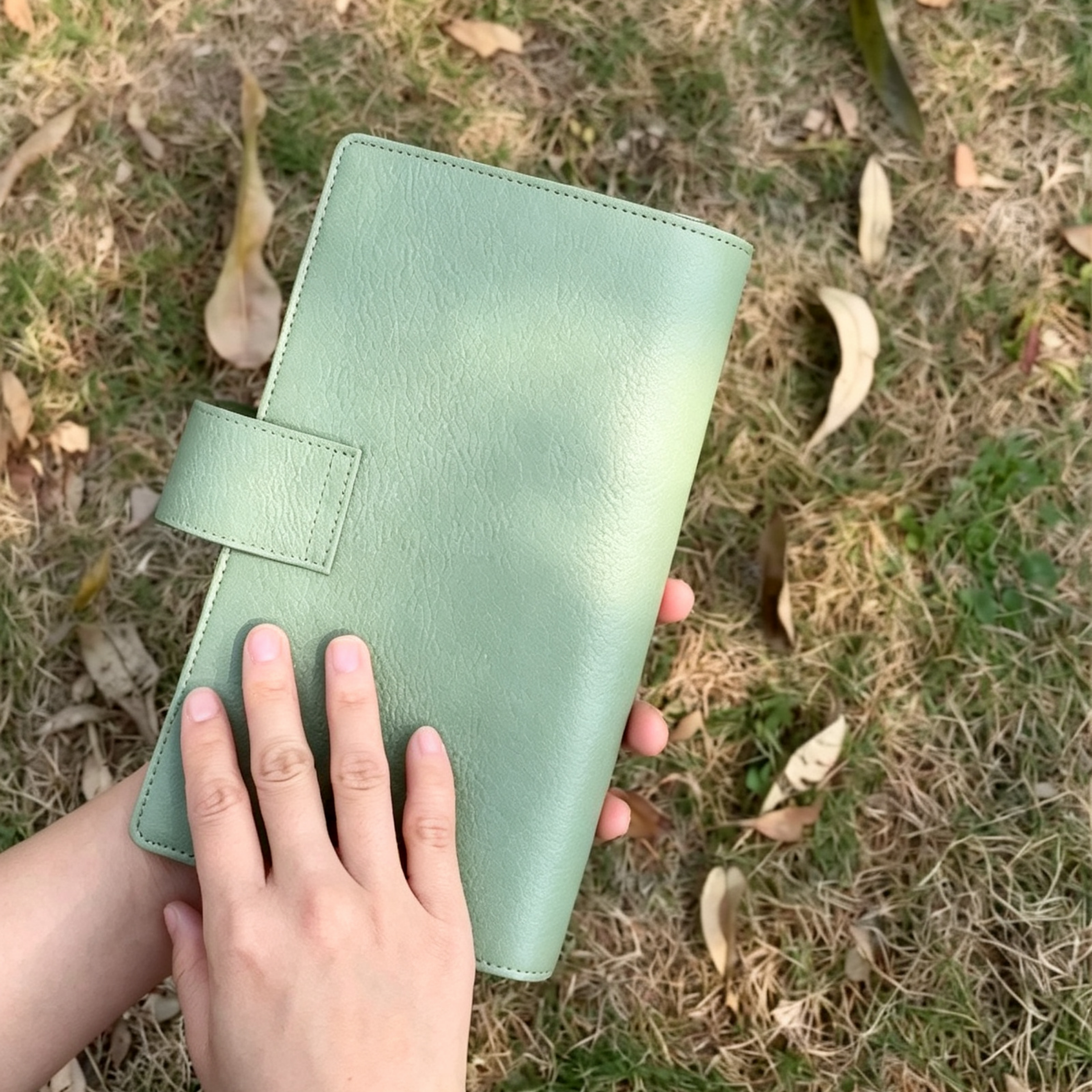 Full Grain Leather Planner A5s/puo 6 Ring Refillable Binder in Mint and Grey Travelers Journal 20 Ring Sketchbook with Custom Engraving