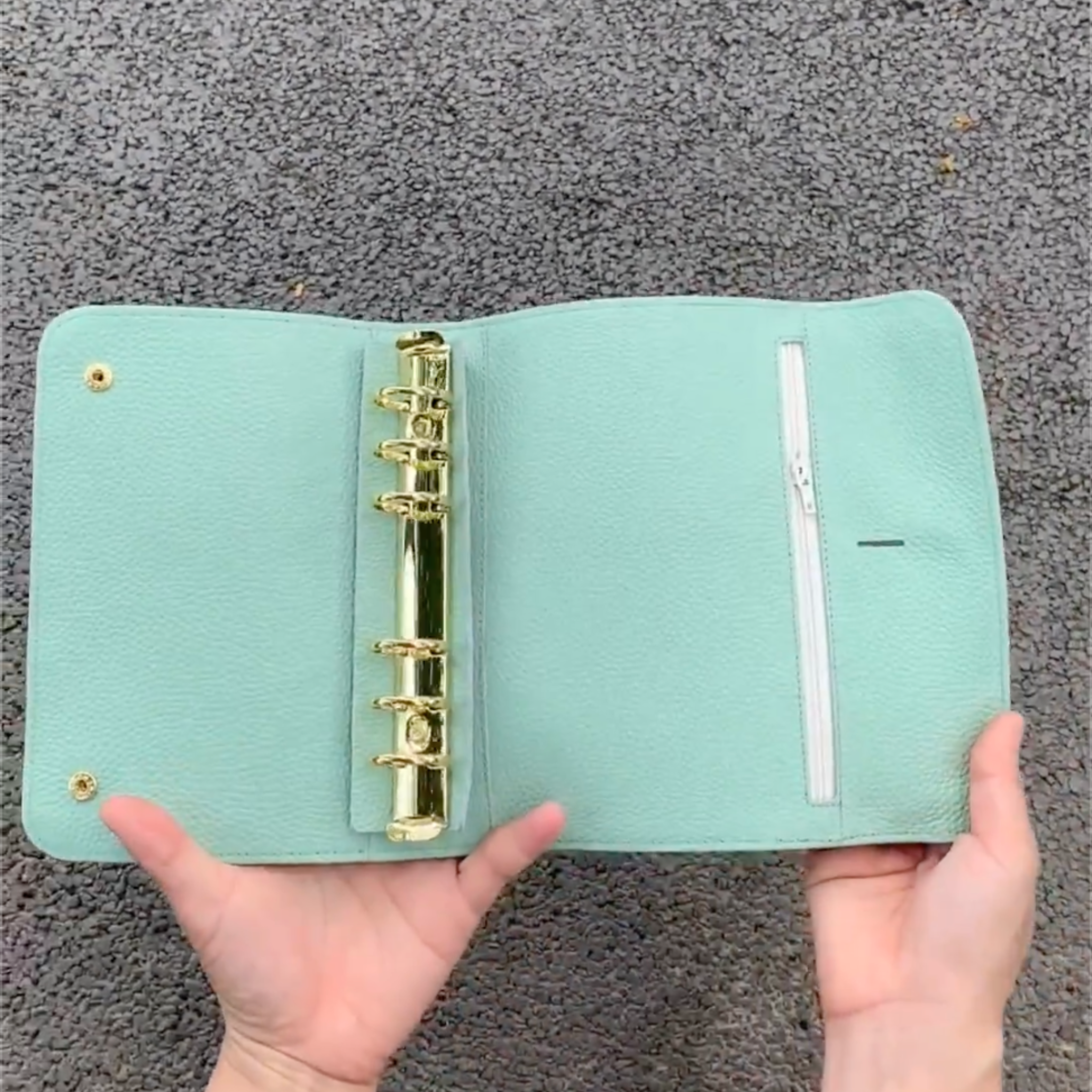 Full Grain Leather Trifold Planner A6 Personal 6Ring Refillable Binder Travelers Journal Sketchbook with Custom Engraving