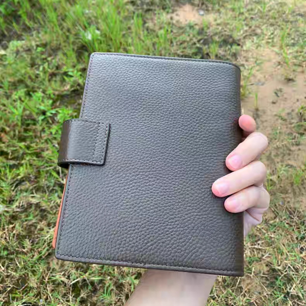 Full Grain Leather Binder A6 6-Ring Refillable Planner in Coffee and Brown Travelers Journal Sketchbook with Customizable Engraving