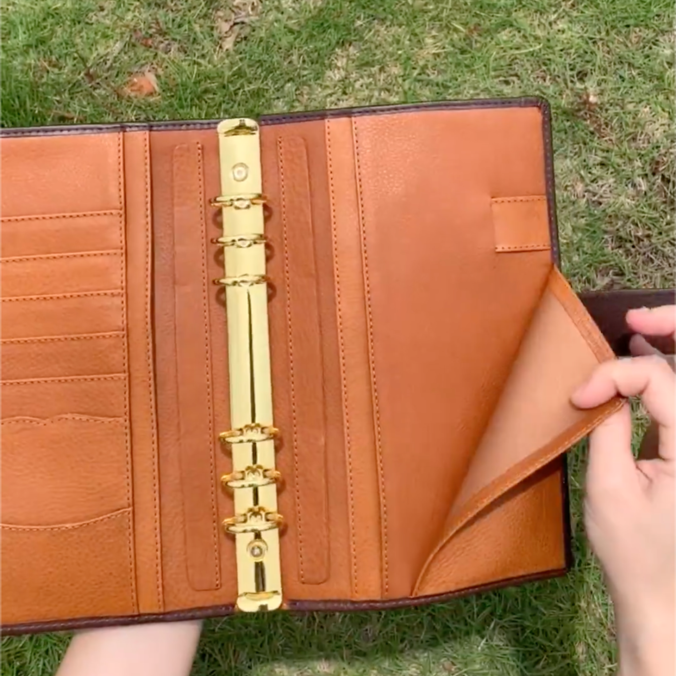 Notizbuch aus Vollnarbenleder A5s/puo mit 6 Ringen, nachfüllbarer Organizer, Reisetagebuch, Skizzenbuch mit individueller Gravur