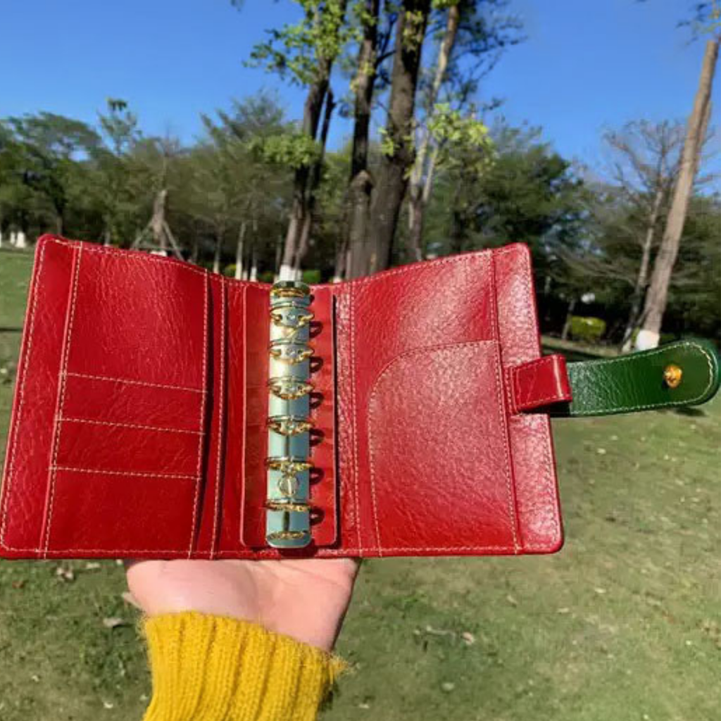 Reliure en cuir pleine fleur A7, mini agenda rechargeable 6 anneaux, carnet de voyage, carnet de croquis avec gravure personnalisée