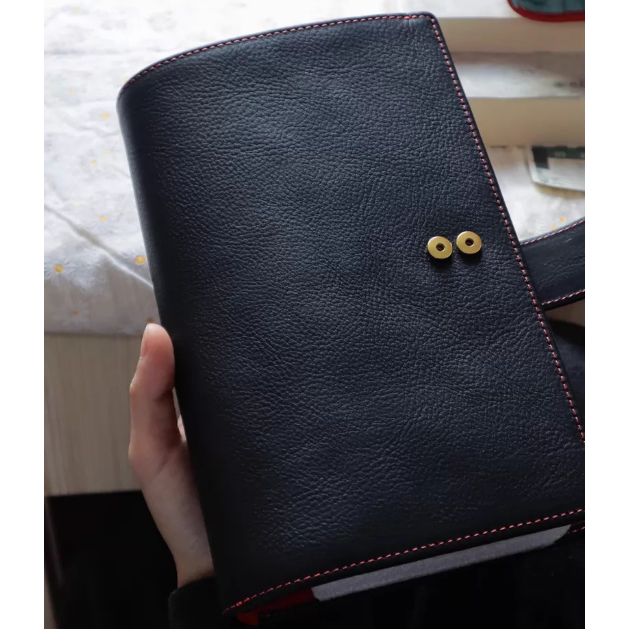 Organizer A5 aus Vollnarbenleder/PU, nachfüllbarer 6-Ring-Kalender, Reisetagebuch, Skizzenbuch mit 20 Ringen und individueller Gravur