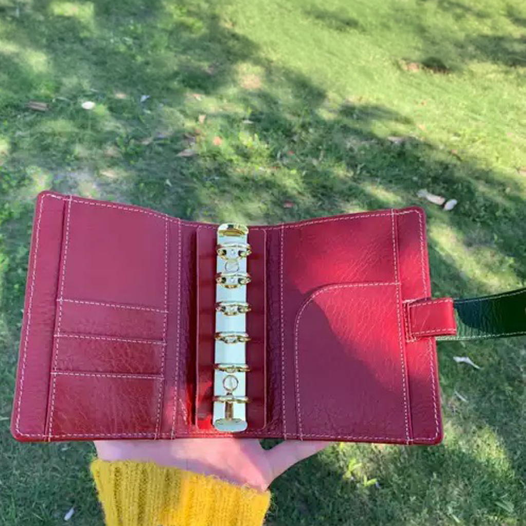 Reliure en cuir pleine fleur A7, mini agenda rechargeable 6 anneaux, carnet de voyage, carnet de croquis avec gravure personnalisée