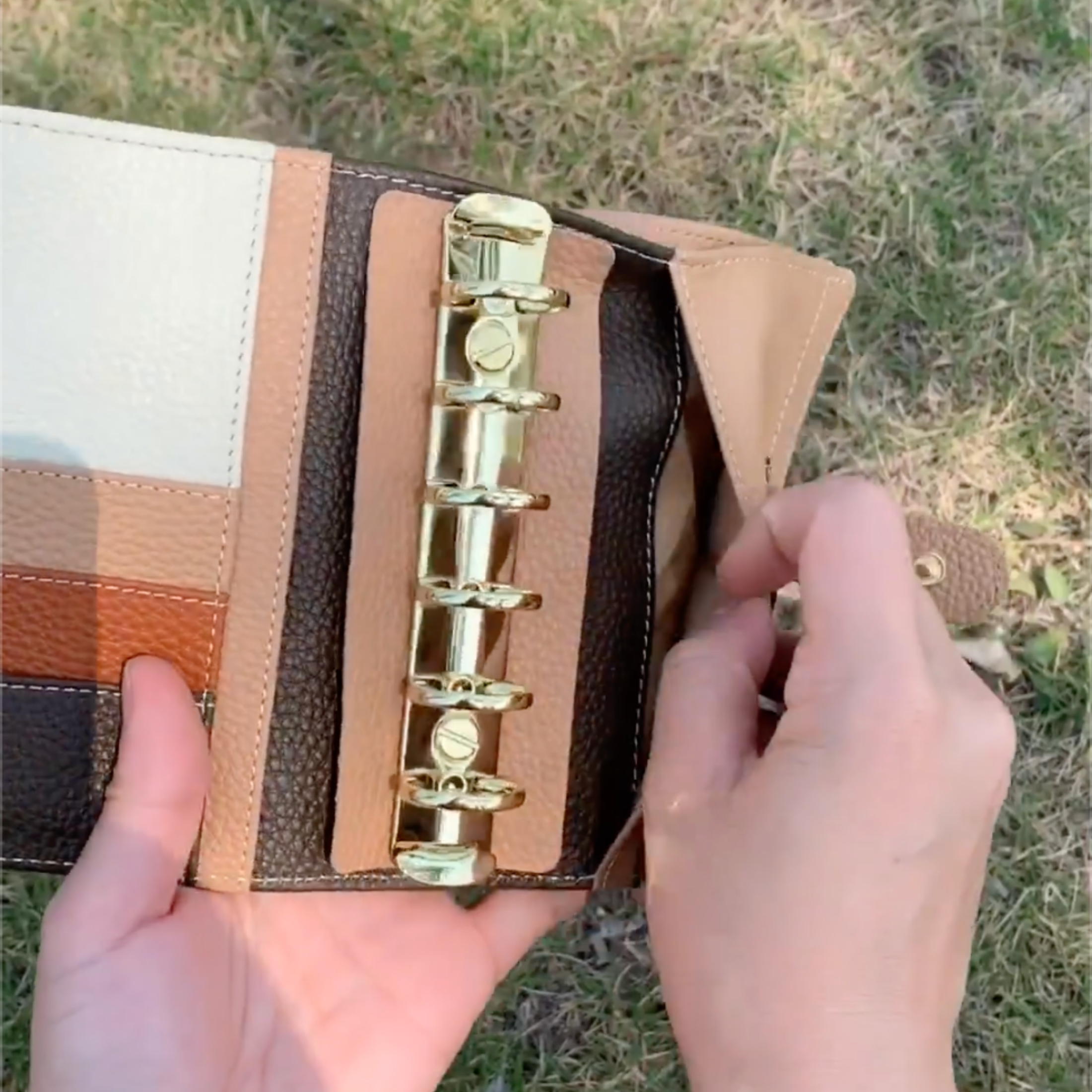Vollnarbenleder A7 Organizer Mini Größe 6 Ringe Nachfüllbarer Planer Reisetagebuch Skizzenbuch mit individueller Gravur