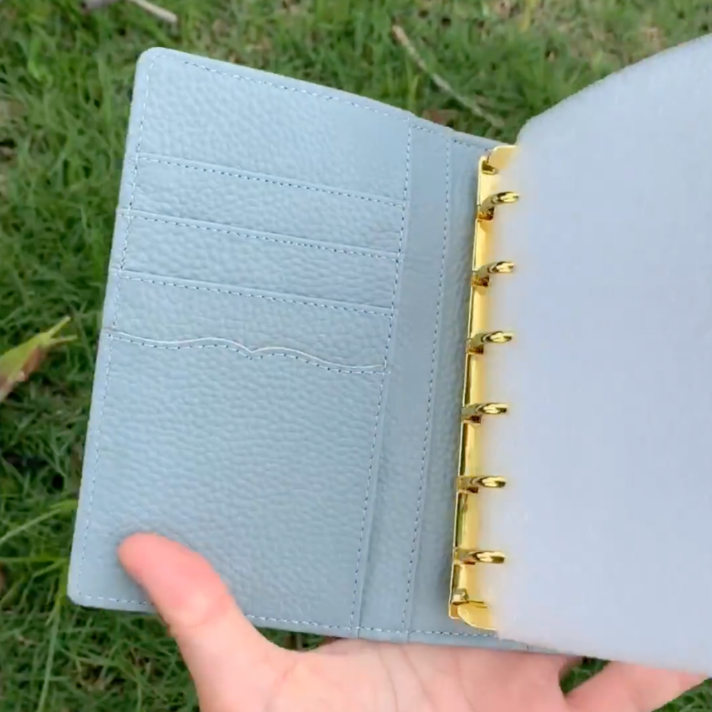 Organiseur de poche A7 en cuir pleine fleur, porte-cartes triple, classeur rechargeable 6 anneaux, carnet de voyage, carnet de croquis avec gravure personnalisée