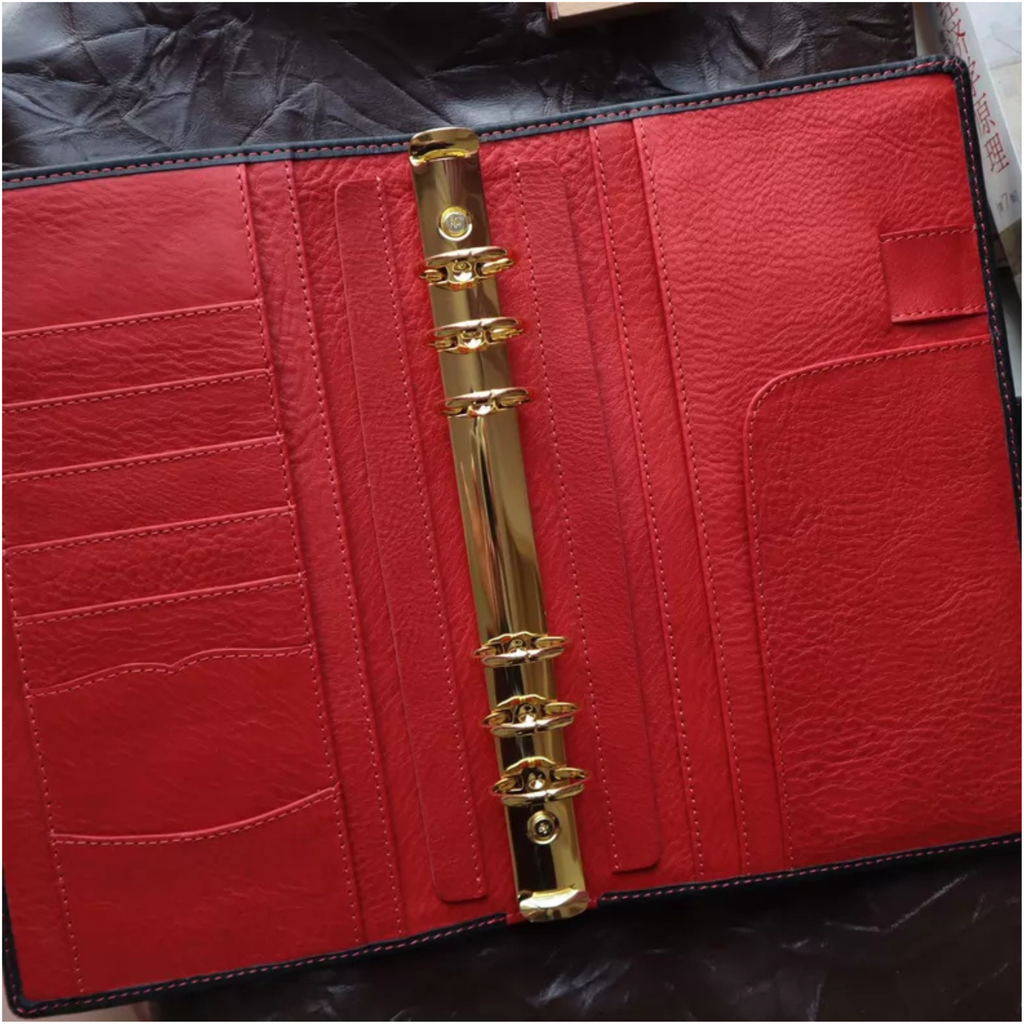 Organizer A5 aus Vollnarbenleder/PU, nachfüllbarer 6-Ring-Kalender, Reisetagebuch, Skizzenbuch mit 20 Ringen und individueller Gravur