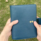 Full Grain Leather Binder A6 6-Ring Refillable A6FC Planner in Navy Blue and Olive Green Travelers Journal Sketchbook with Custom Engraving