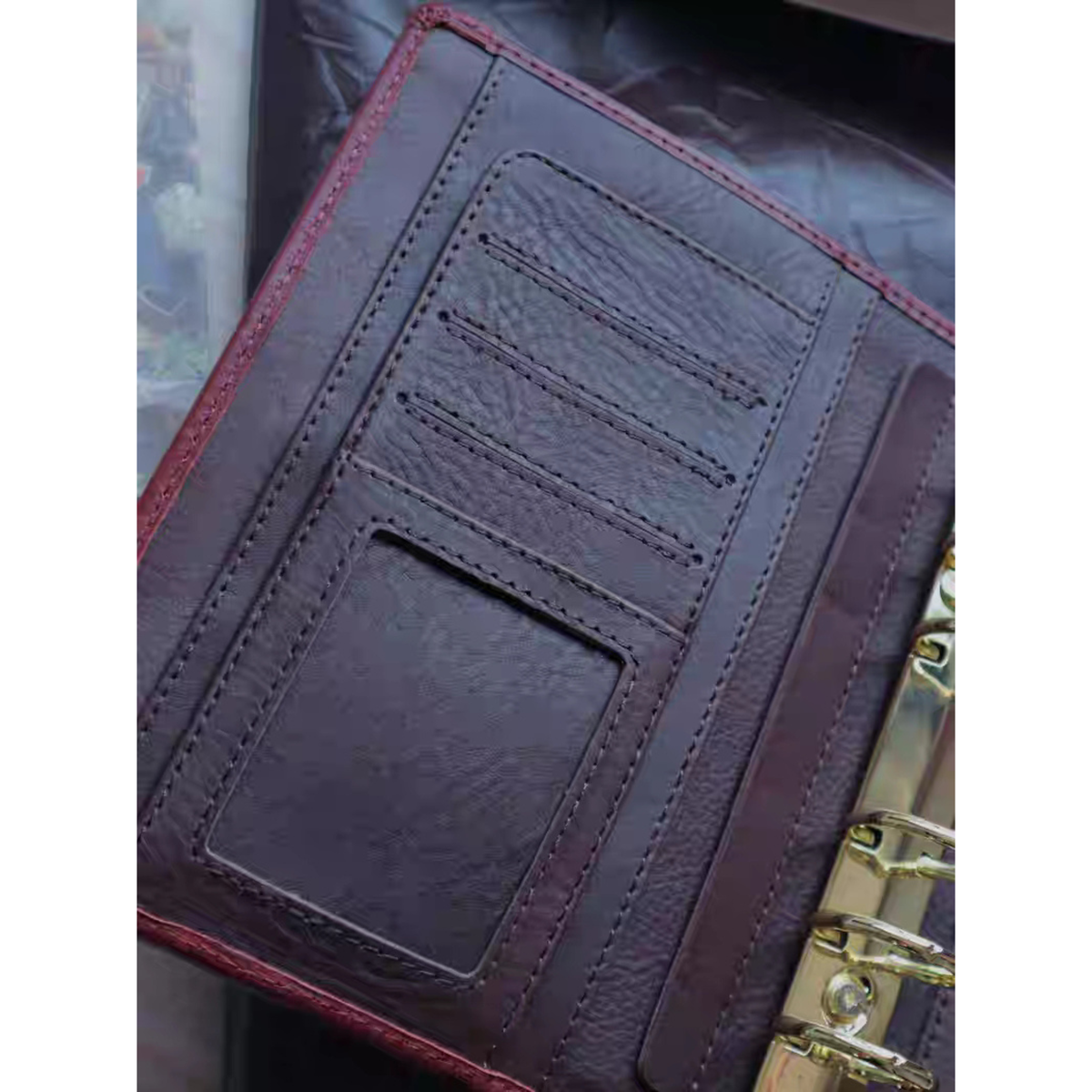 Full Grain Leather Binder A6 6-Ring Refillable Planner in Red and Coffee Travelers Journal Sketchbook with Customizable Engraving Journal