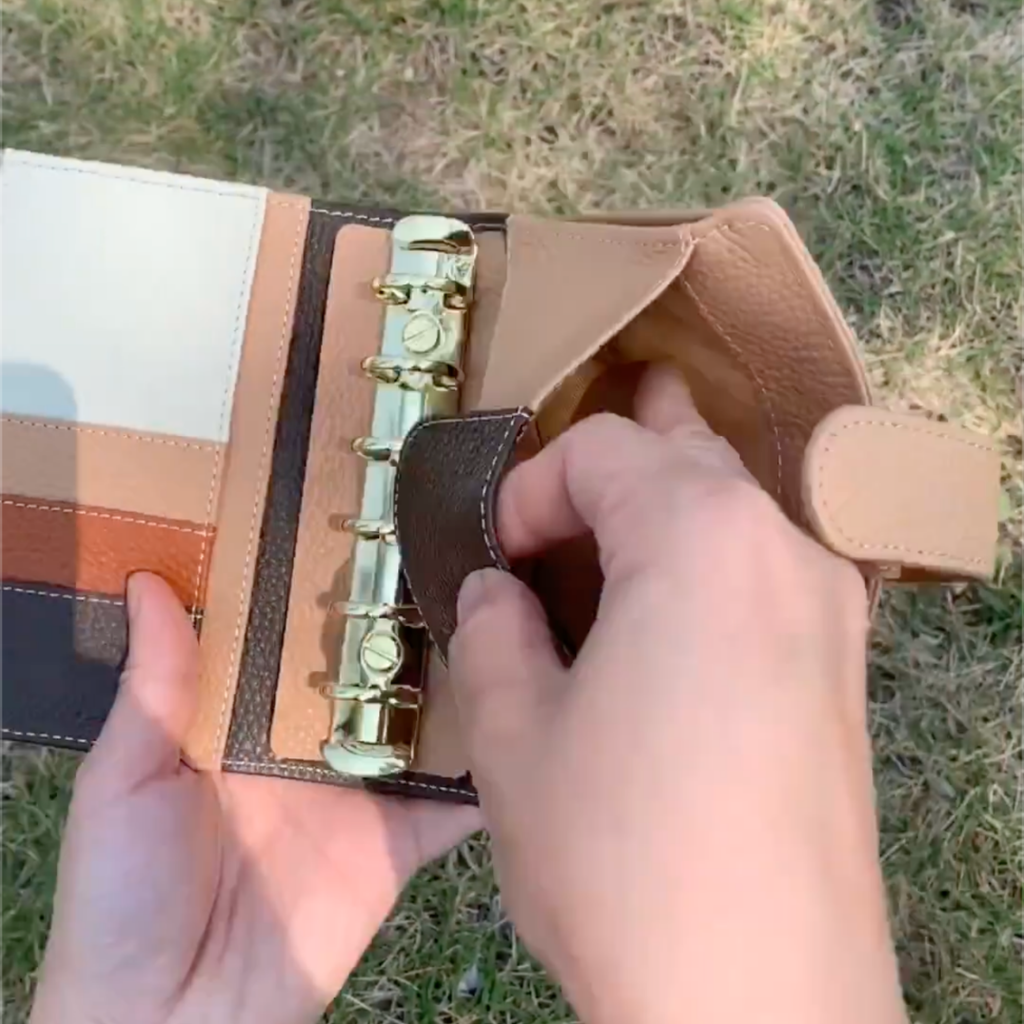 Vollnarbenleder A7 Organizer Mini Größe 6 Ringe Nachfüllbarer Planer Reisetagebuch Skizzenbuch mit individueller Gravur