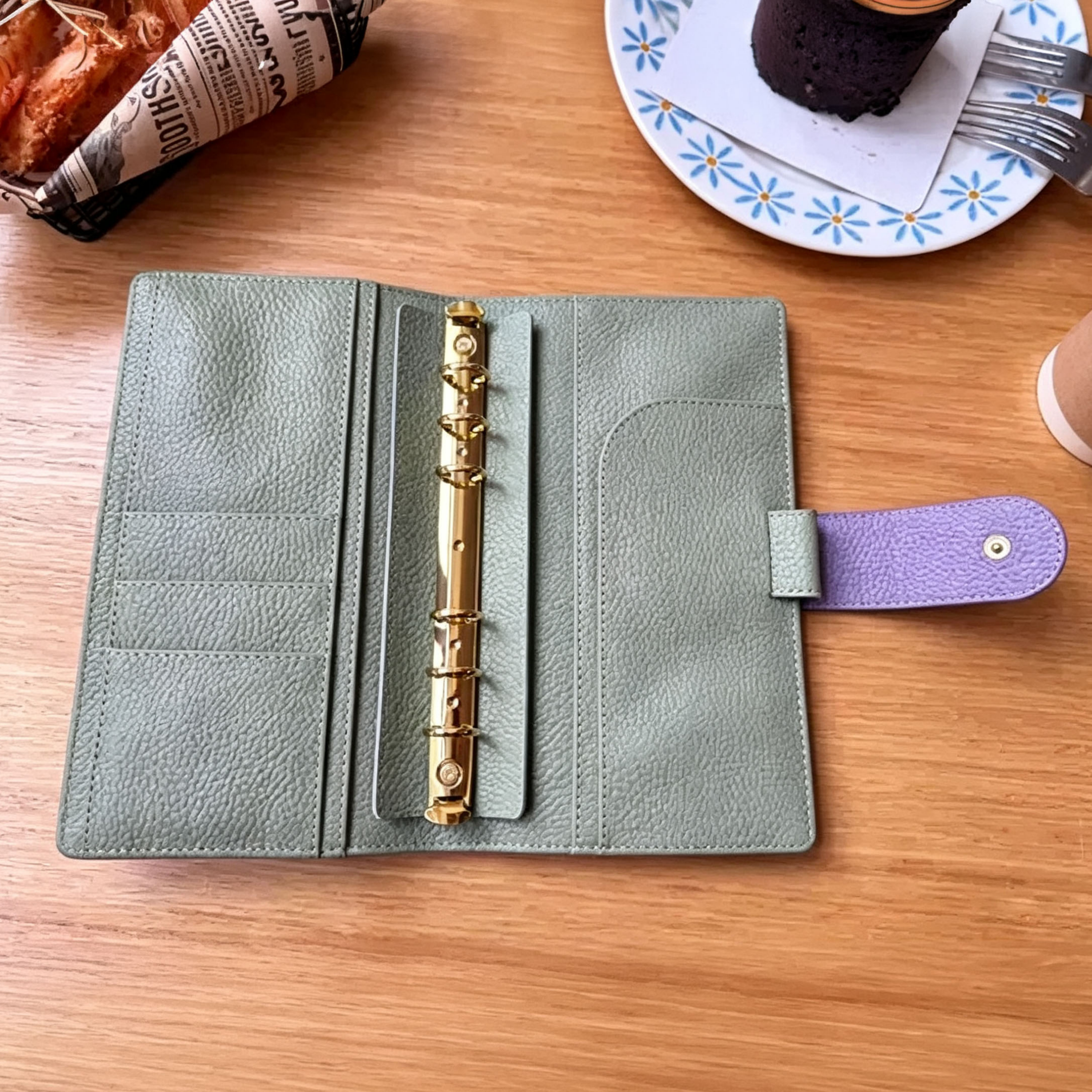 Vollnarbiges Lederplaner A6 Personal 6-Ring nachfüllbarer Organizer Reisejournal Skizzenbuch mit individueller Gravur