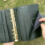 Full Grain Leather Binder A6 6-Ring Refillable A6FC Planner in Navy Blue and Olive Green Travelers Journal Sketchbook with Custom Engraving