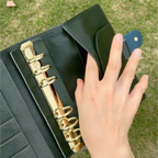 Full Grain Leather Binder A6 6-Ring Refillable A6FC Planner in Navy Blue and Olive Green Travelers Journal Sketchbook with Custom Engraving
