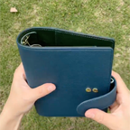 Full Grain Leather Binder A6 6-Ring Refillable A6FC Planner in Navy Blue and Olive Green Travelers Journal Sketchbook with Custom Engraving
