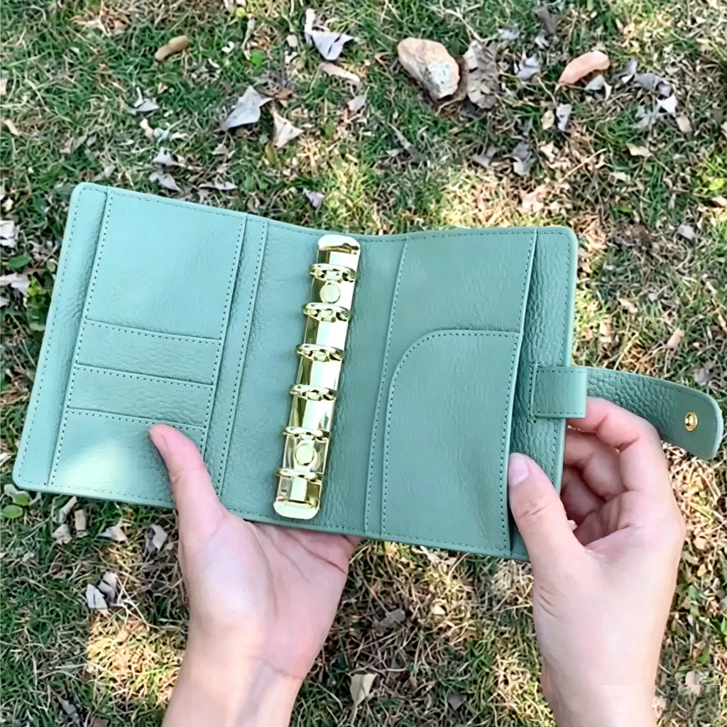 Full Grain Leather A7 Planner 6-Ring Refillable Binder Travelers Journal Sketchbook with Custom Engraving