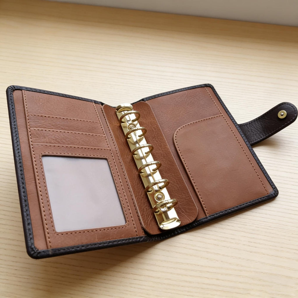 Vollnarbenleder A7 Organizer Mini Größe 6 Ringe Nachfüllbarer Planer Reisetagebuch Skizzenbuch mit individueller Gravur
