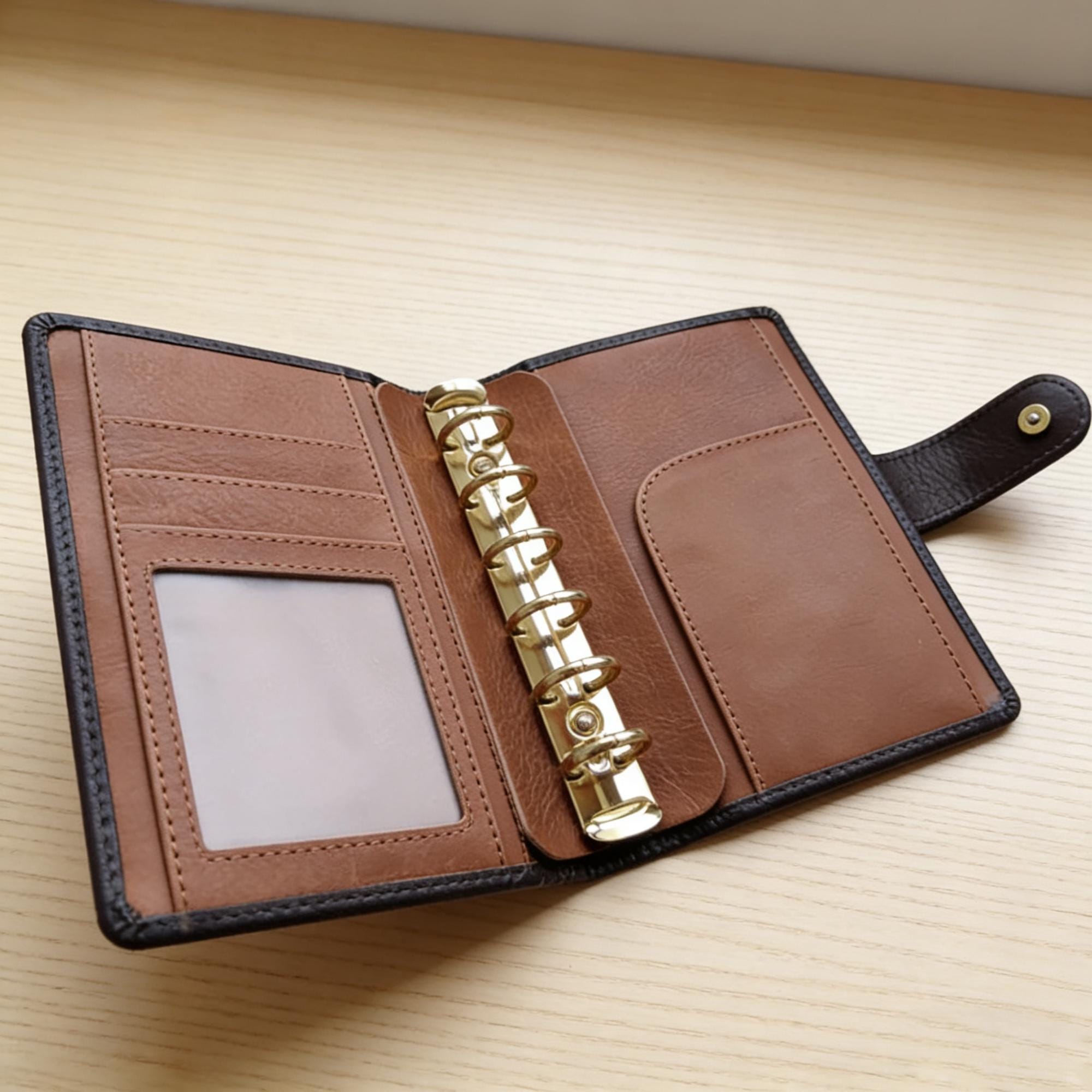 Vollnarbenleder A7 Organizer Mini Größe 6 Ringe Nachfüllbarer Planer Reisetagebuch Skizzenbuch mit individueller Gravur