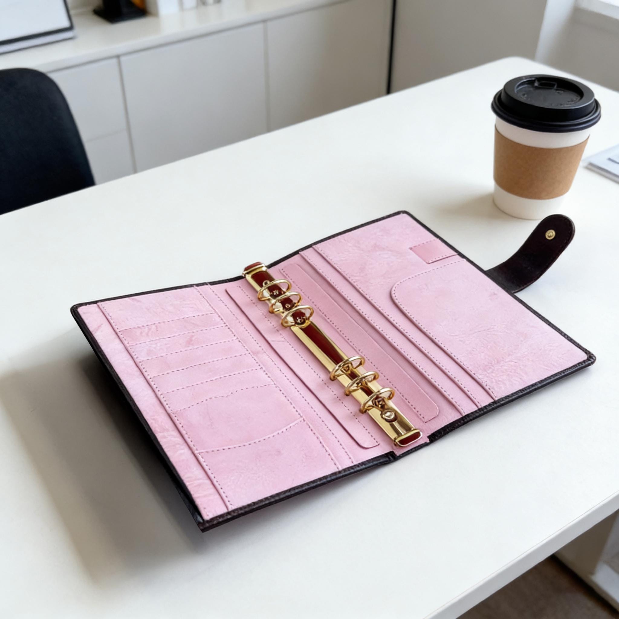 Notizbuch aus Vollnarbenleder A5s/puo mit 6 Ringen, nachfüllbarer Organizer, Reisetagebuch, Skizzenbuch mit individueller Gravur