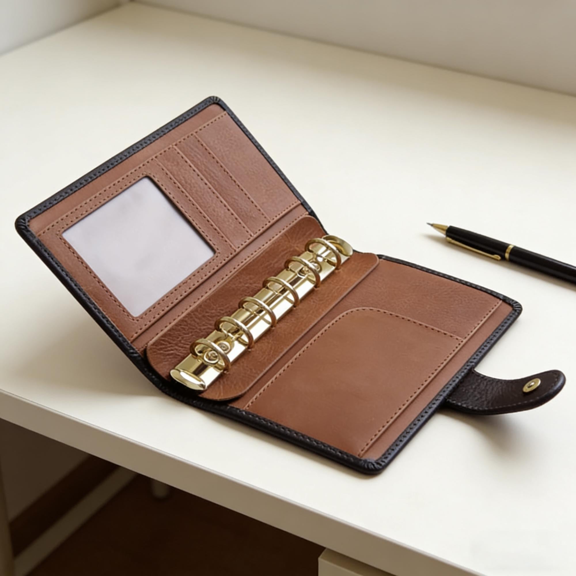 Vollnarbenleder A7 Organizer Mini Größe 6 Ringe Nachfüllbarer Planer Reisetagebuch Skizzenbuch mit individueller Gravur