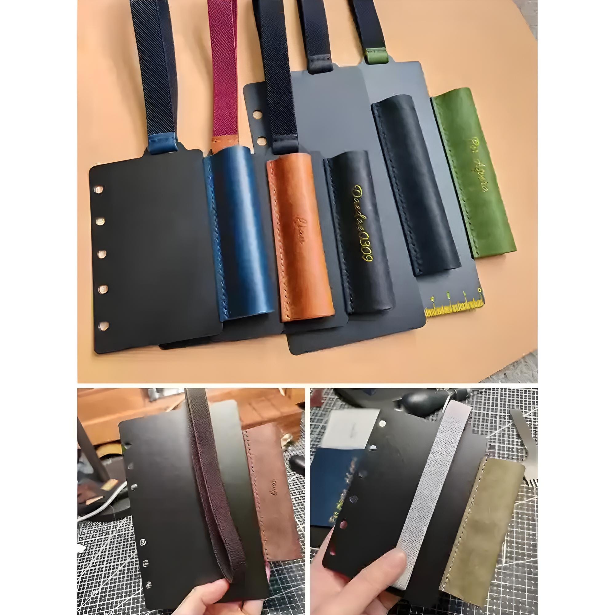 Handgemachter Ringbucheinsatz mit Stifthalter, individuelle Gravur, Papiertrennblatt, Planer-Nachfüllpackung, Journaleinsatz