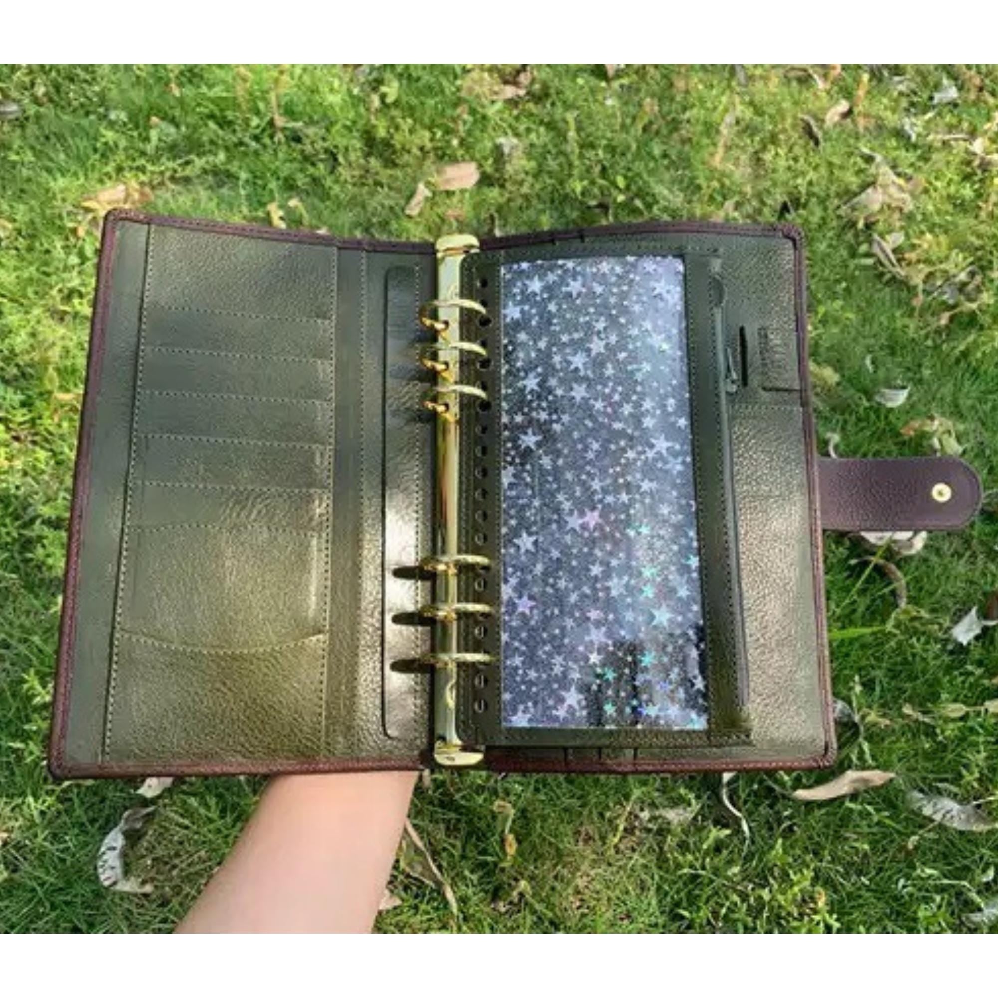 Vollnarbenleder-Planer A5s/puo 6-Ring nachfüllbarer Ordner Reisetagebuch Skizzenbuch mit individueller Gravur