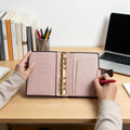 Vollnarbenleder-Binder A6, 6-Ring-Nachfüllplaner, Reisetagebuch, Skizzenbuch mit individueller Gravur