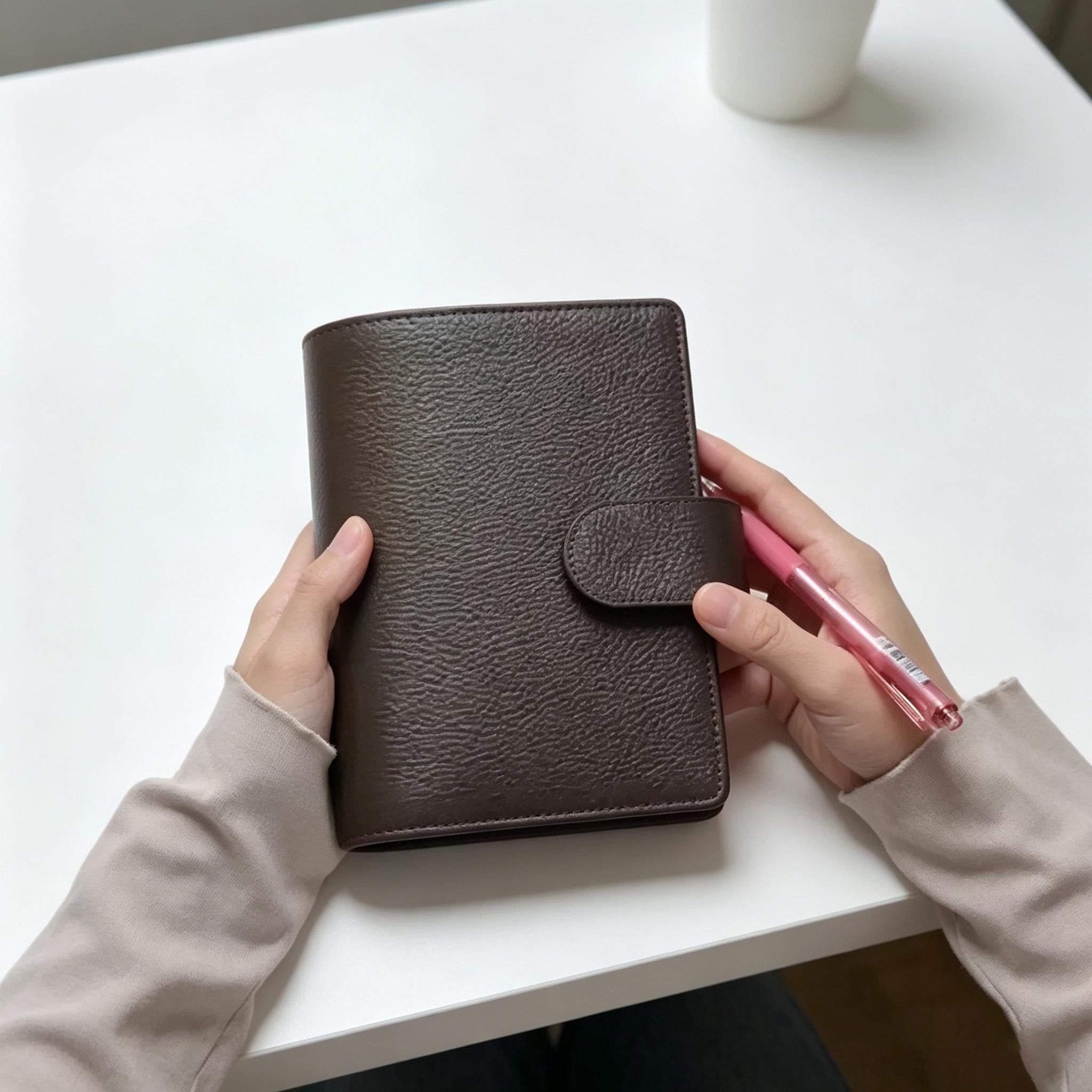 Vollnarbenleder-Binder A6, 6-Ring-Nachfüllplaner, Reisetagebuch, Skizzenbuch mit individueller Gravur