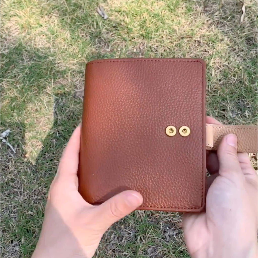 Vollnarbenleder A7 Organizer 6-Ring nachfüllbarer Planer Reisetagebuch Skizzenbuch mit individueller Gravur