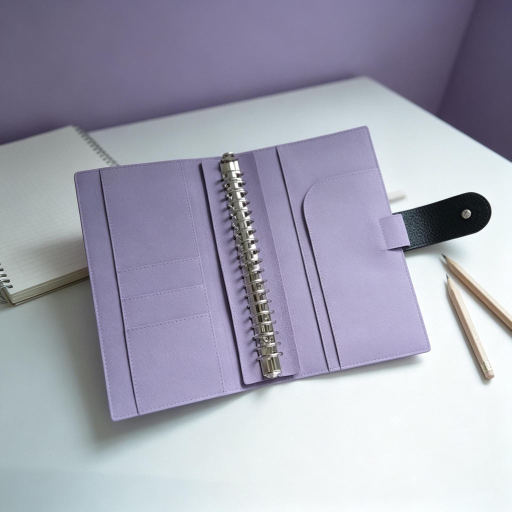Vollnarbenleder-Ordner A5s/puo mit 6 Ringen, nachfüllbarer Planer, Reisetagebuch, Skizzenbuch mit 20 Ringen und individueller Gravur