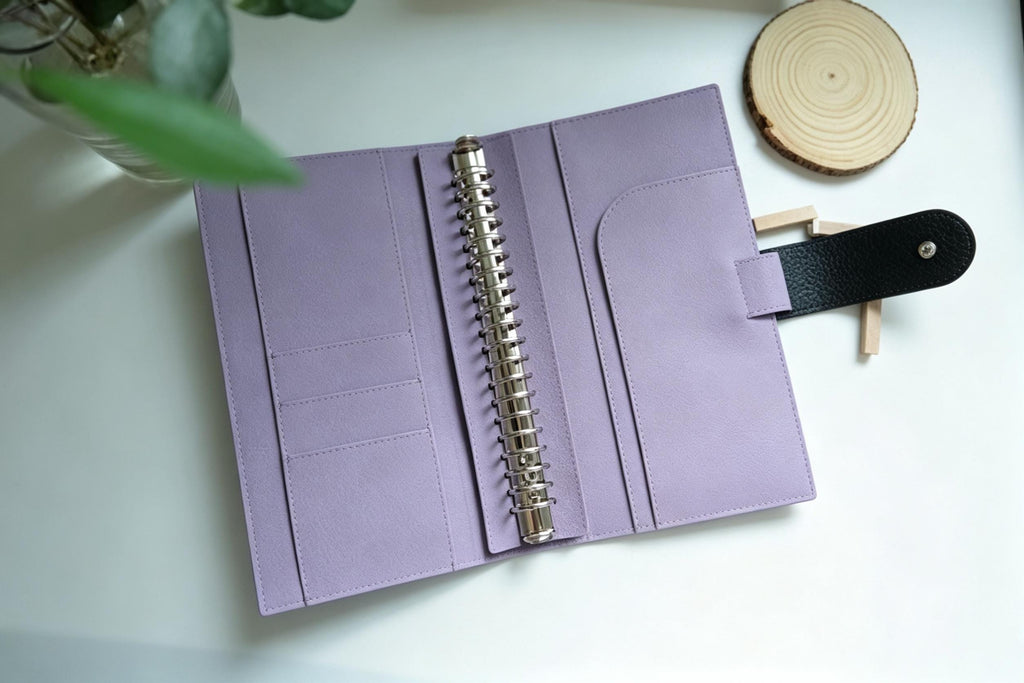 Vollnarbenleder-Ordner A5s/puo mit 6 Ringen, nachfüllbarer Planer, Reisetagebuch, Skizzenbuch mit 20 Ringen und individueller Gravur