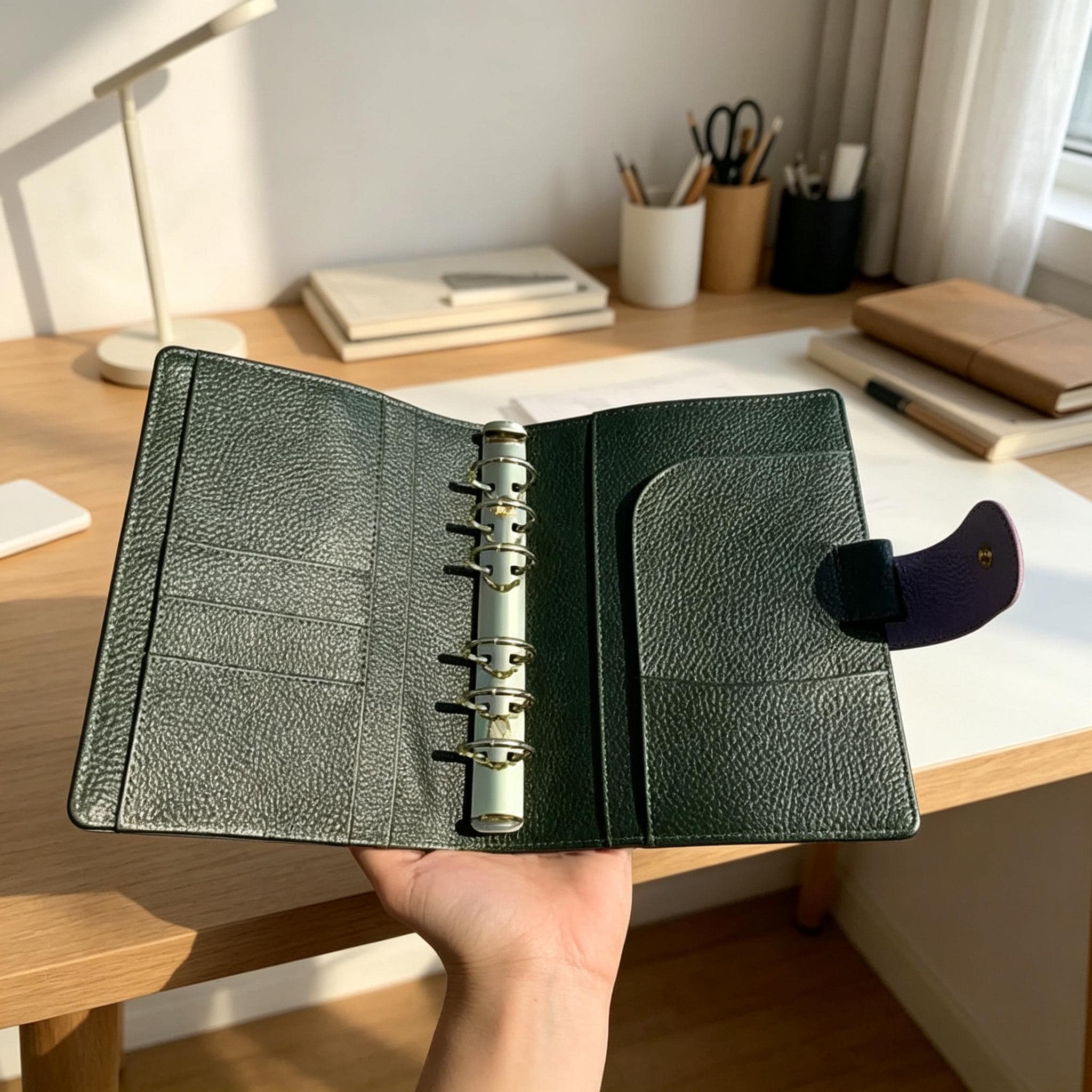 Notizbuch aus Vollnarbenleder A6, 6-Ring-Nachfüllplaner, Reisetagebuch, Skizzenbuch mit anpassbarer Gravur