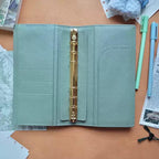 Vollnarbiges Lederplaner A6 Personal 6-Ring nachfüllbarer Organizer Reisejournal Skizzenbuch mit individueller Gravur