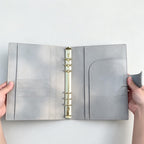 Notizbuch-Einband aus Vollnarbenleder, A5, 6-Ringbuch, nachfüllbarer Organizer, Reisetagebuch, Skizzenbuch mit individueller Gravur