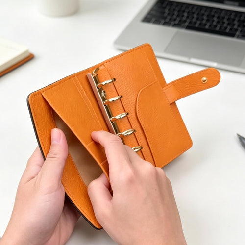 Full Grain Leather A7 Planner 6-Ring Refillable Binder Travelers Journal Sketchbook with Custom Engraving