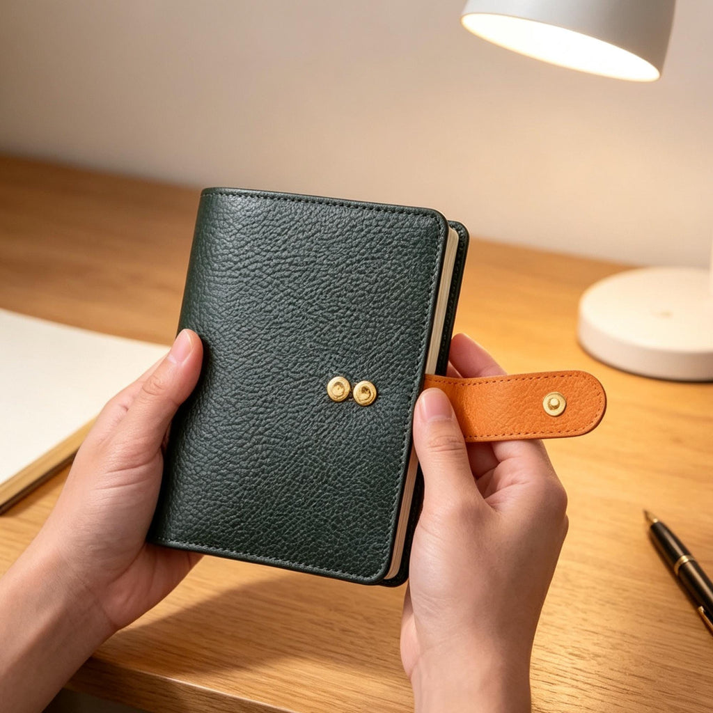 Vollnarbenleder A7 Planer 6-Ring nachfüllbarer Organizer Reisetagebuch Skizzenbuch mit individueller Gravur